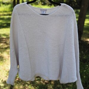 Cream Shimmer Lightweight Knit Sweater L